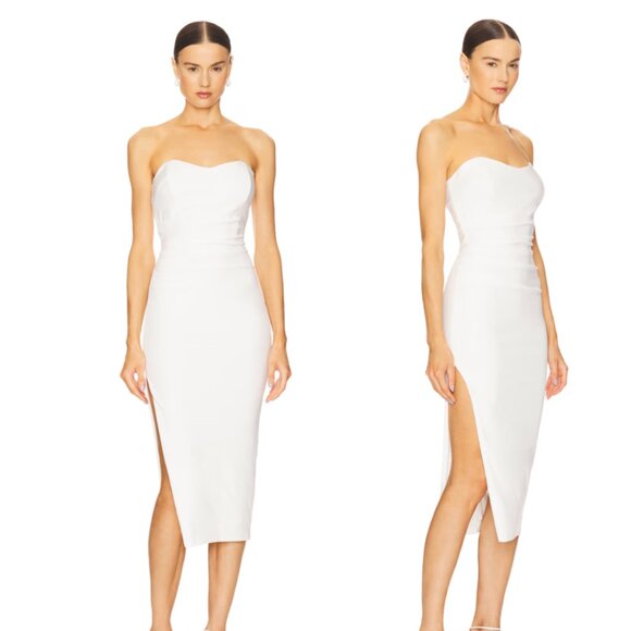 NEW Katie May Ashun Midi Dress in Ivory White Strapless XXS - Picture 2 of 2